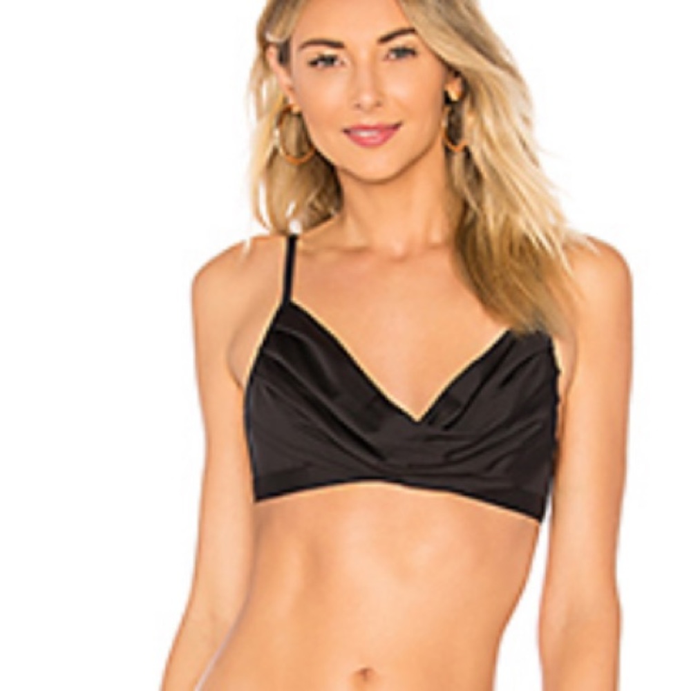 Blue life black bikini top